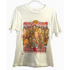 Vintage CHICAGO BULLS 1996 NBA Finals white cotton T Shirt  PRO LAYER Adult M